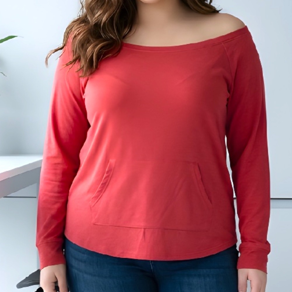 Torrid Active Coral Pink Raglan Sweatshirt Kangaroo Pocket Plus Size 2 (2X)18-20